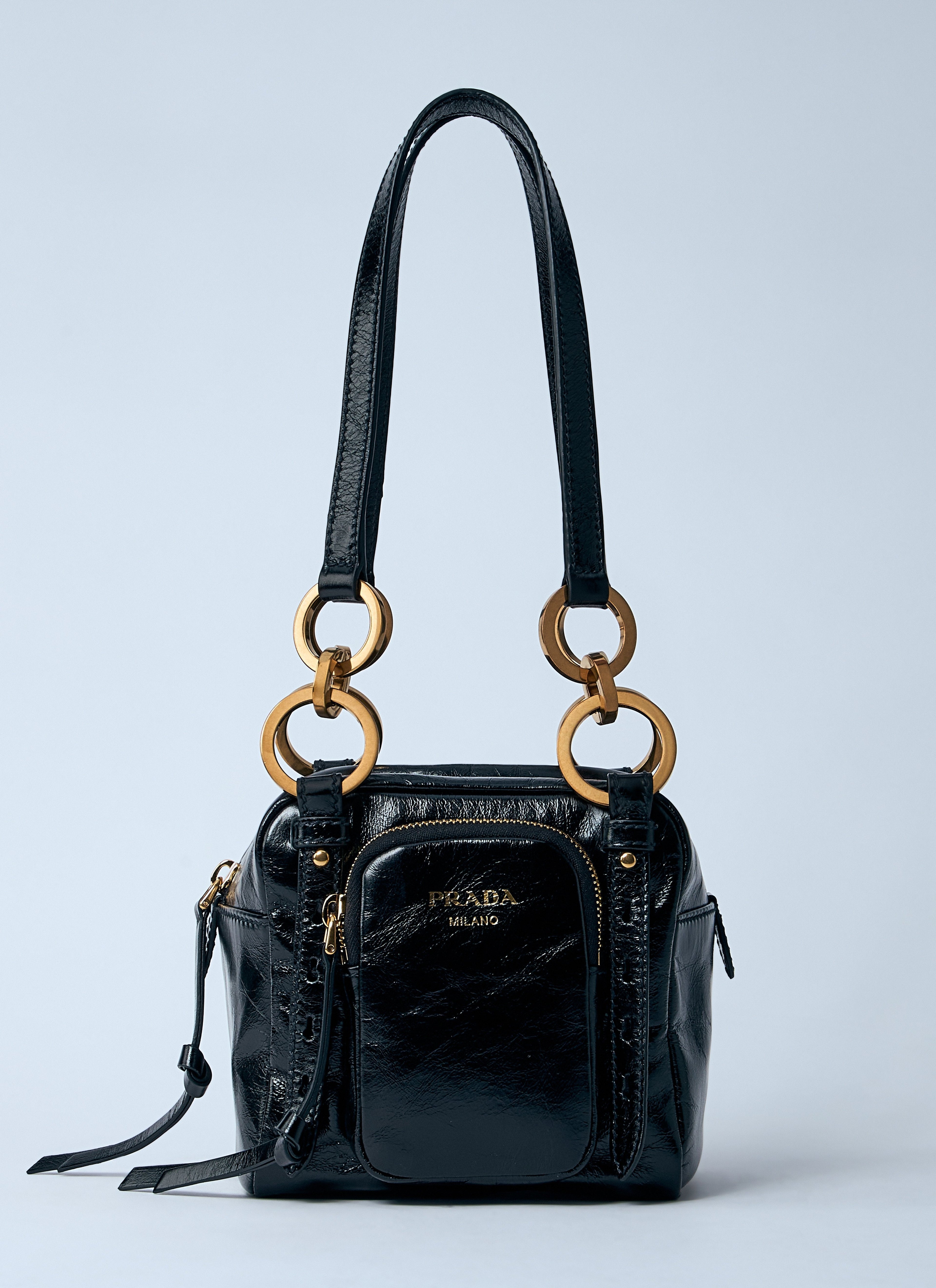 Prada Women Mini Dangle Leather Handbag