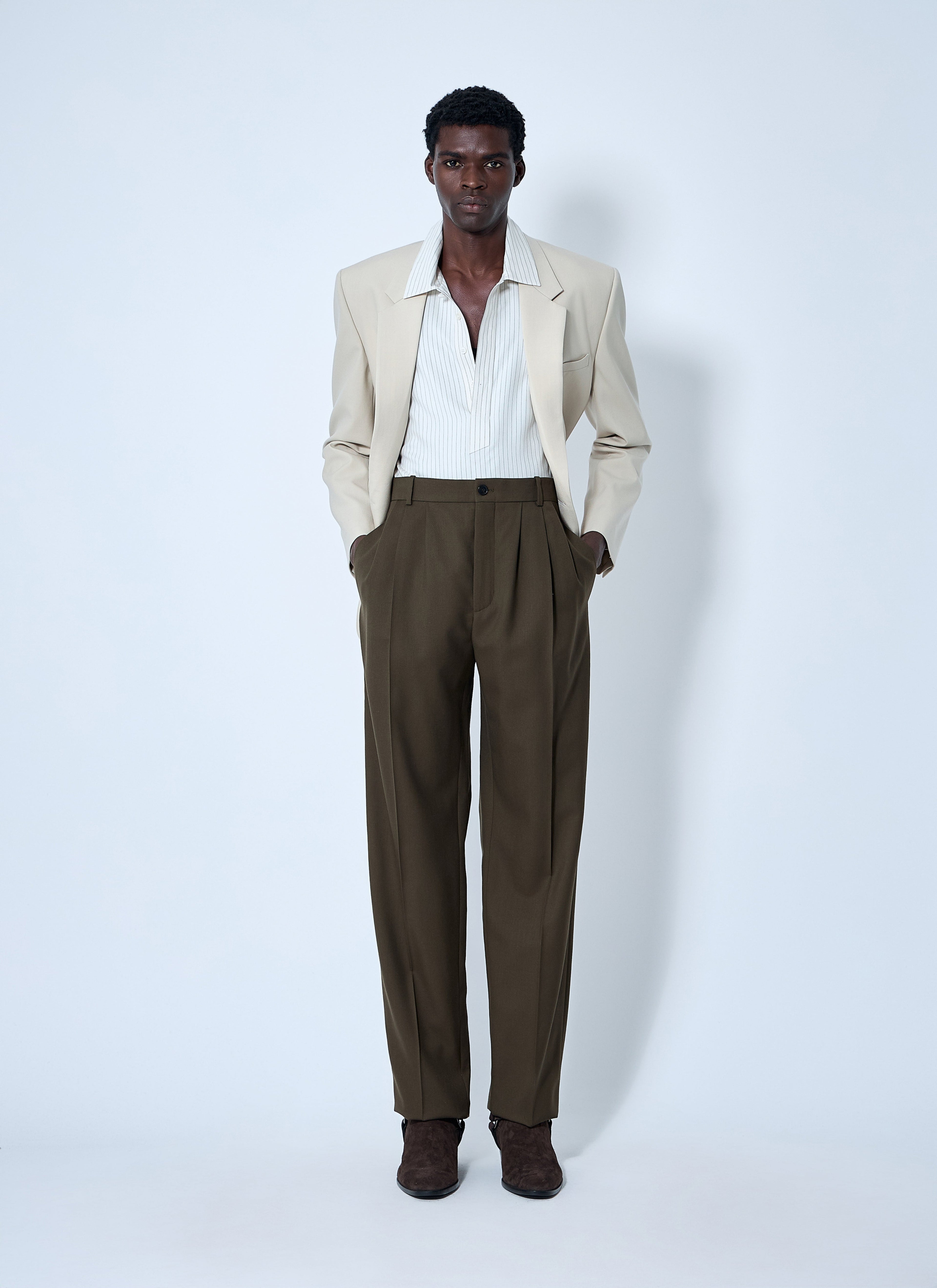 Saint Laurent Men Wool Tailored Pants