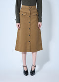 Saint Laurent Women Cotton Serge Midi Skirt